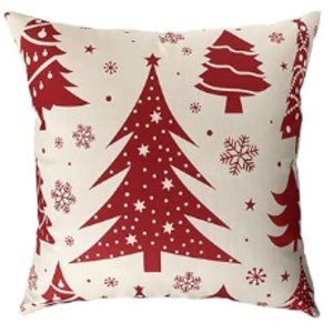 NEW CHRISTMAS TREES HOME DECOR DECORATIVE LINEN BLEND PILLOW COVER 18" X 18"